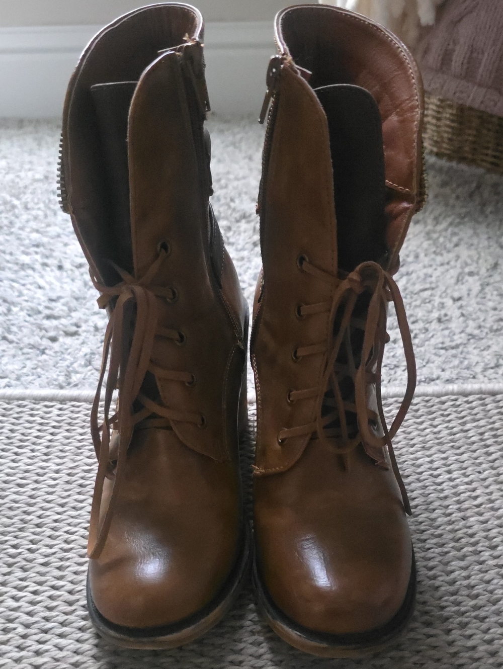 Women’s Brown Lace-Up Combat Boots